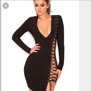 NWT house of cb Daniela black mini dress